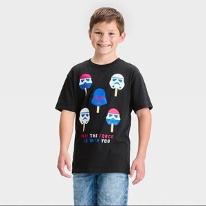 Disney Star Wars Ice Cream Americana Black Short Sleeve Graphic T-Shirt NWOT